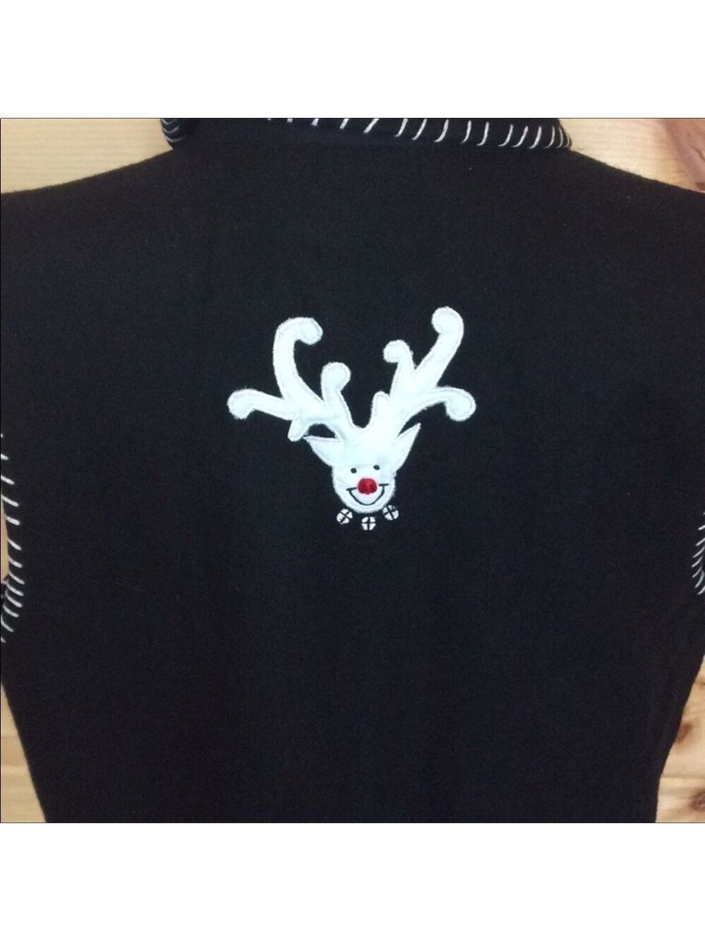 Vintage Life Style Black wool blend vest with reindeer for Christmas Size XL - Picture 7 of 9